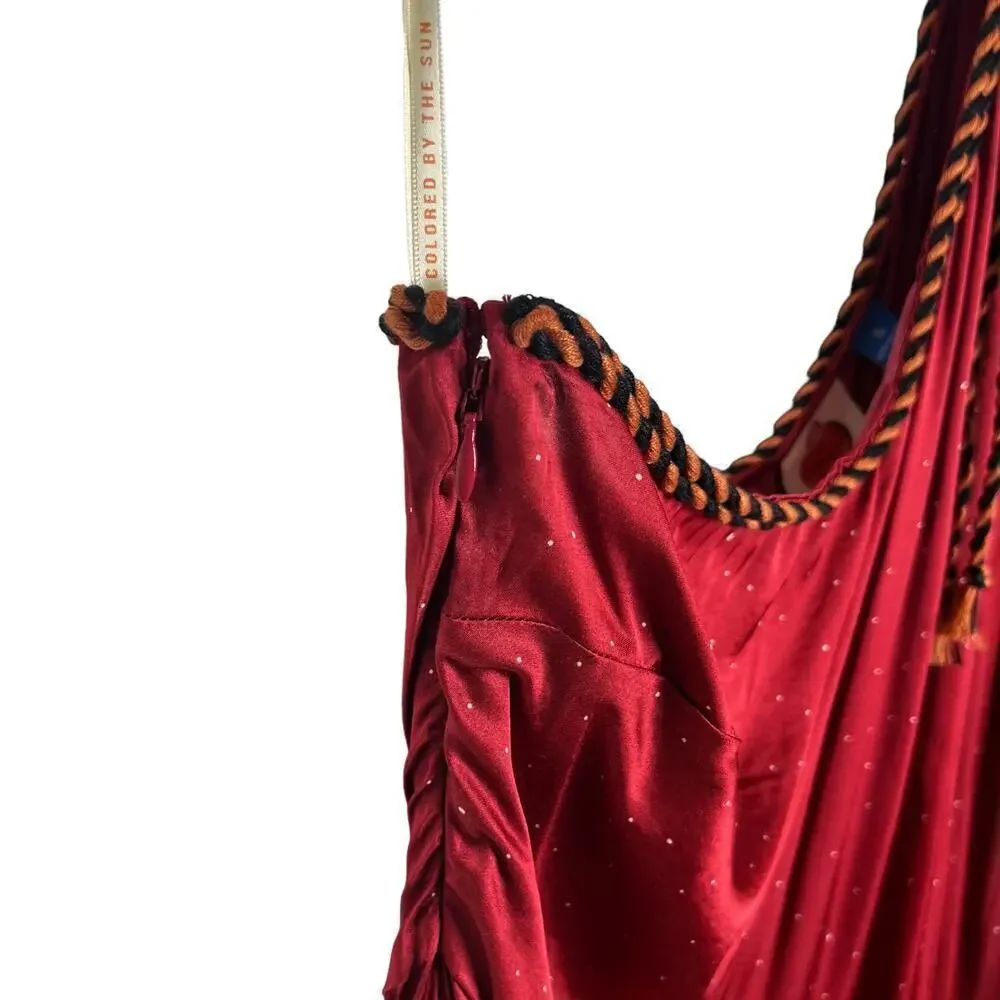 New Women’s Farm Rio x Anthropologie One Shoulder Satin Jumpsuit Size XL